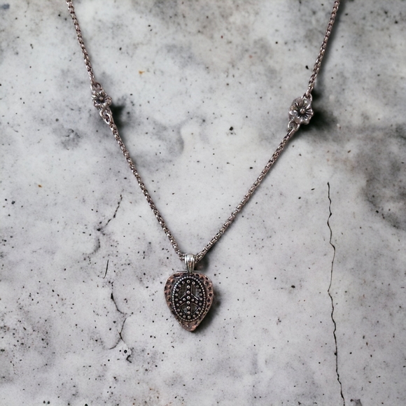 LUCKY BRAND Silver Guitar Pick Peace Necklace - Picture 3 of 4